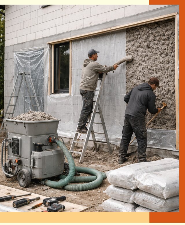 Утепление дома из газобетона эковатой в Орле от 4556 руб./м2 | ТепломастерОрл